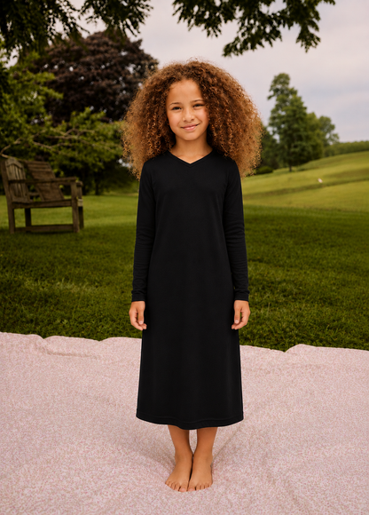 ✨2026 new parni new fall pajama nightgown collection black & pink v neck style 12yrs-20yrs