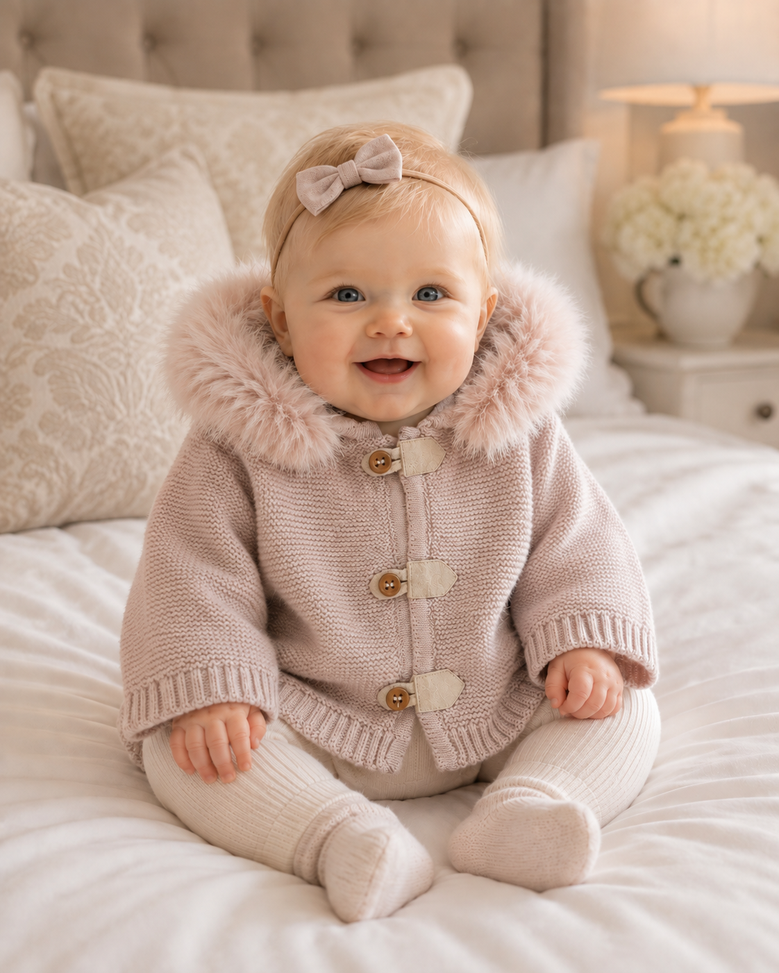 2026 **Baby knit sweater with detachable fur collar