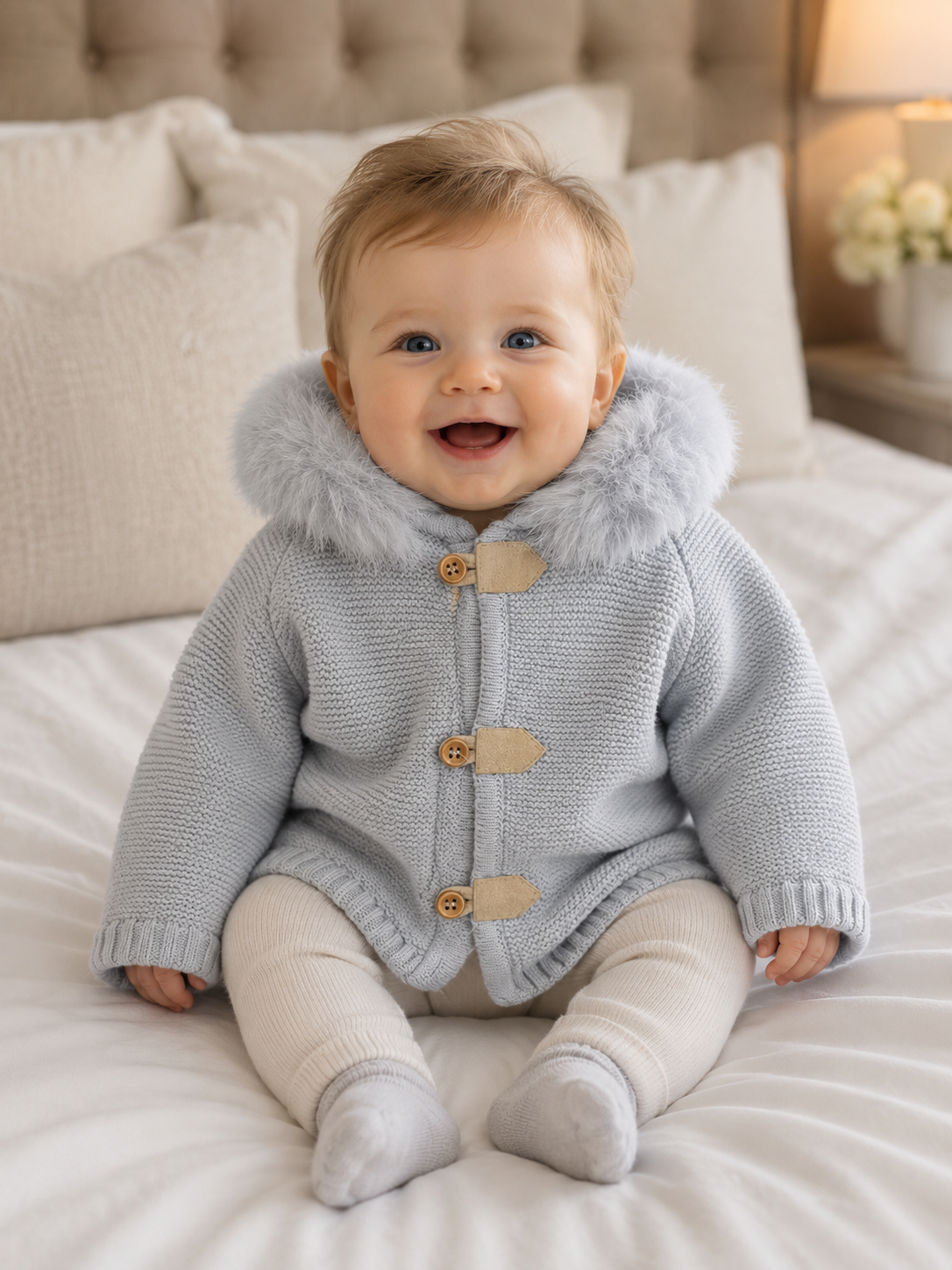 2026 **Baby knit sweater with detachable fur collar