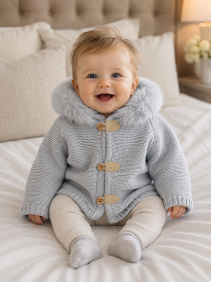 2026 **Baby knit sweater with detachable fur collar