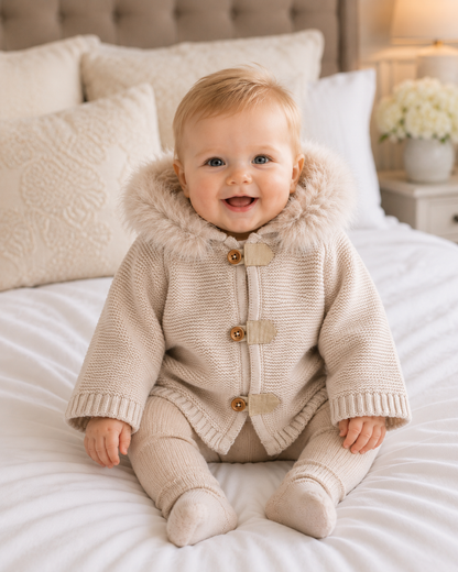 2026 **Baby knit sweater with detachable fur collar