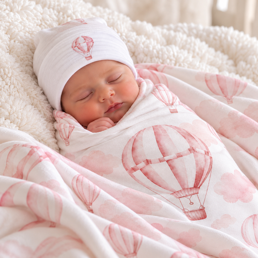 Hospital set. Newborn size Swaddle Blanket & Hospital Hat