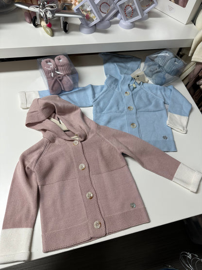 Fragile - HOODED KNIT CARDIGAN - BLUE