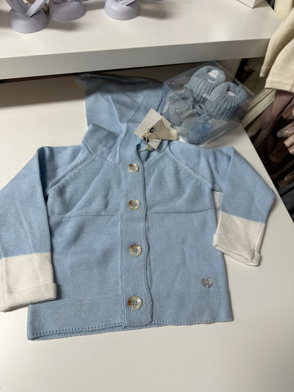 Fragile - HOODED KNIT CARDIGAN - BLUE