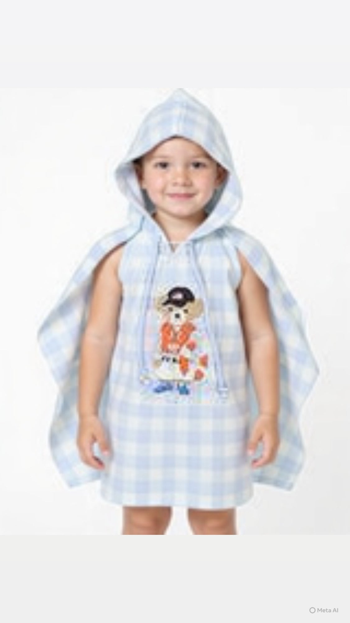 Fragile Baby Boys Girls Bear Print Hooded Towel Poncho swim pool cover up