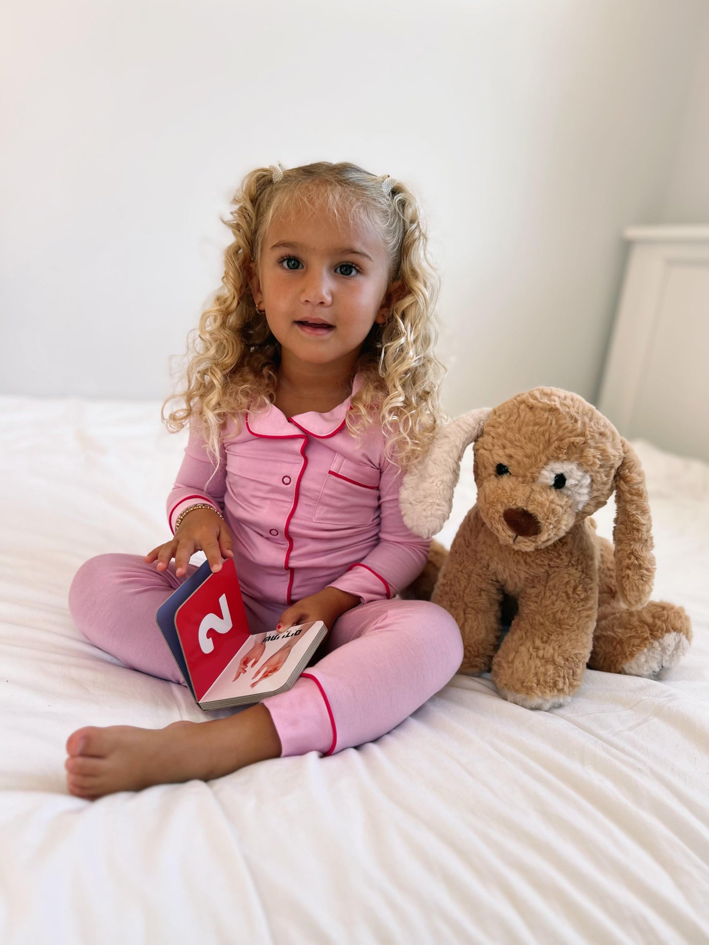 2025 new bamboo HUSH SLEEPWEAR pink with hot pink trim 12m-14yrs 2pc pjs