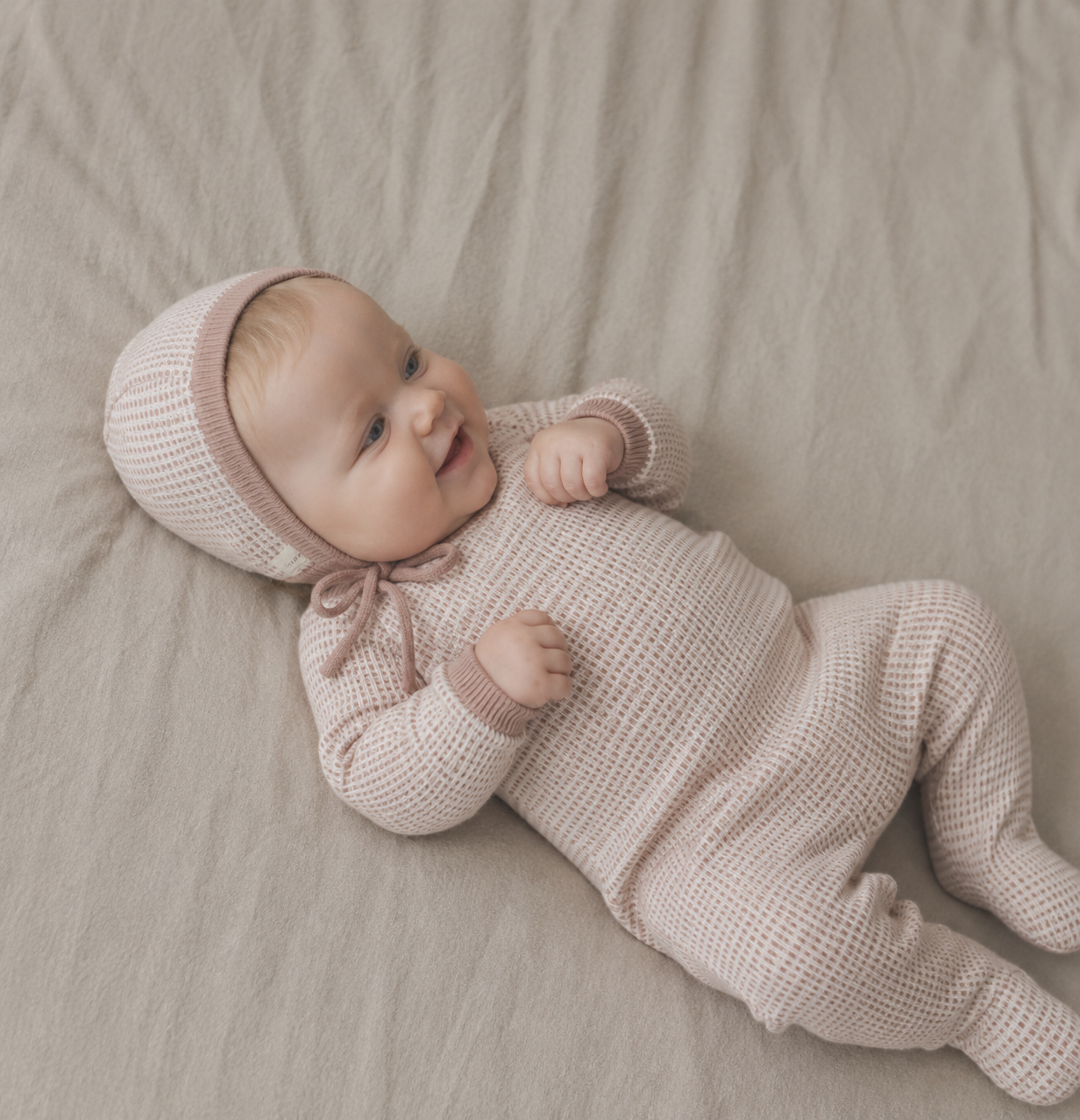 Lilette Two Tone Knit Footie Set with hat