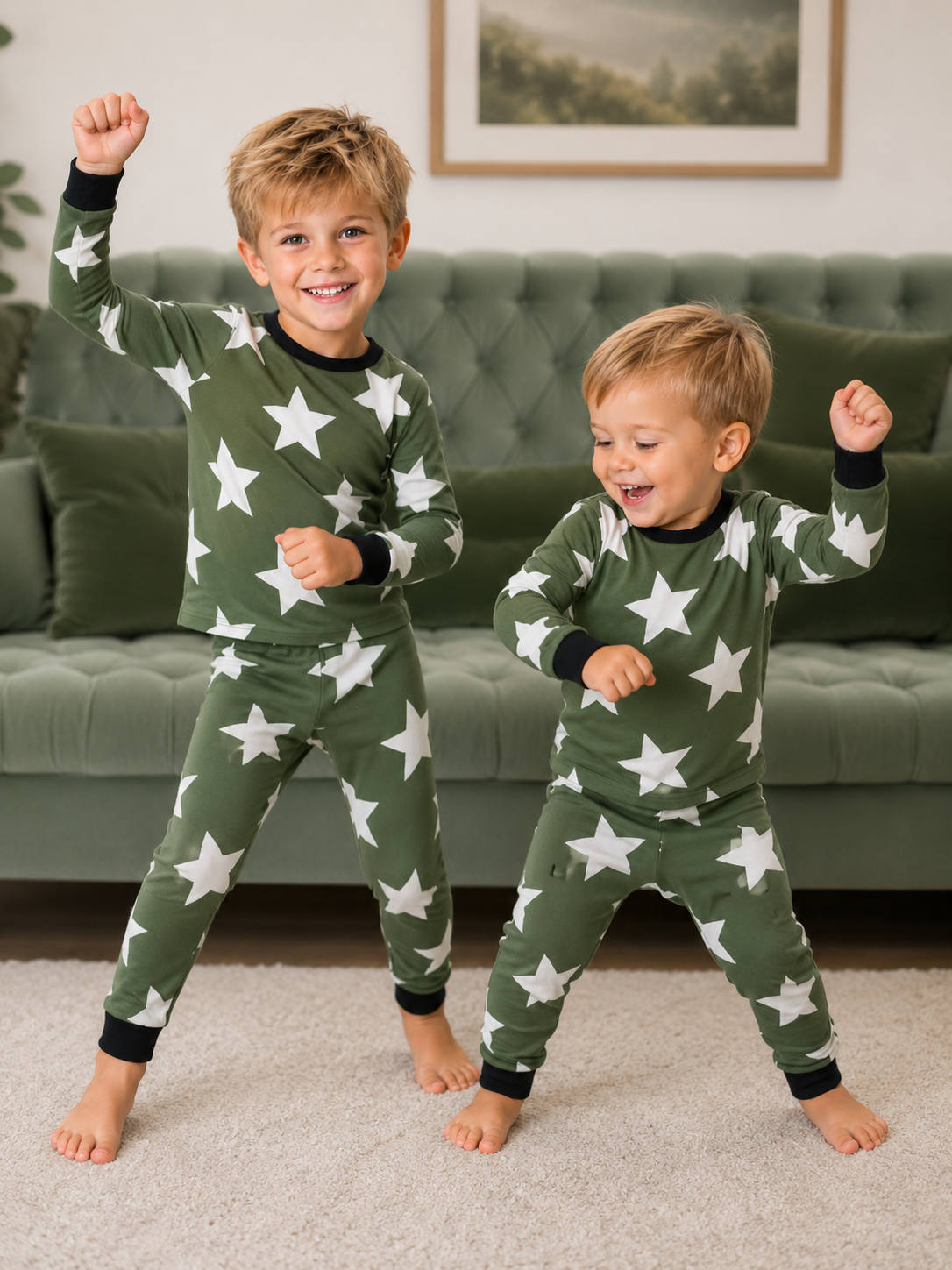 2026 new HUSH SLEEPWEAR 🤍 bamboo cotton ✨green star narrow/slim fit ✨ 2pc crew neck pjs 18m-16yrs. FINAL SALE